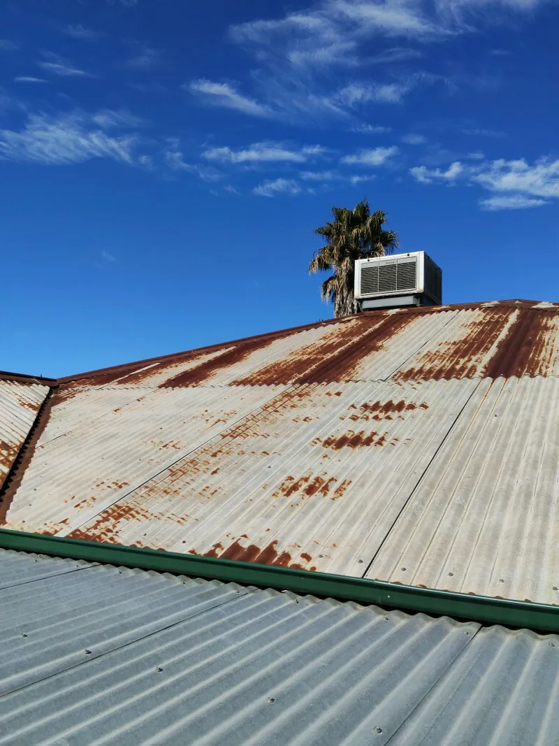 Surface corrosion on metal roof sheeting at the North Albury property